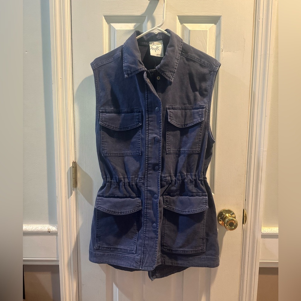 Offline by Aerie Military Vest Jacket Womens Size Small Blue Cargo Snaps Utility